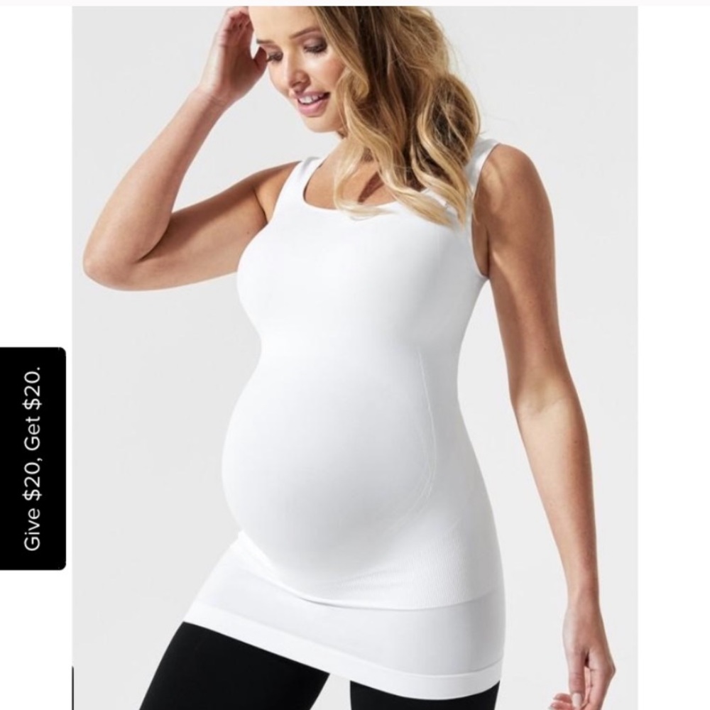 Blanqi belly support white maternity tank